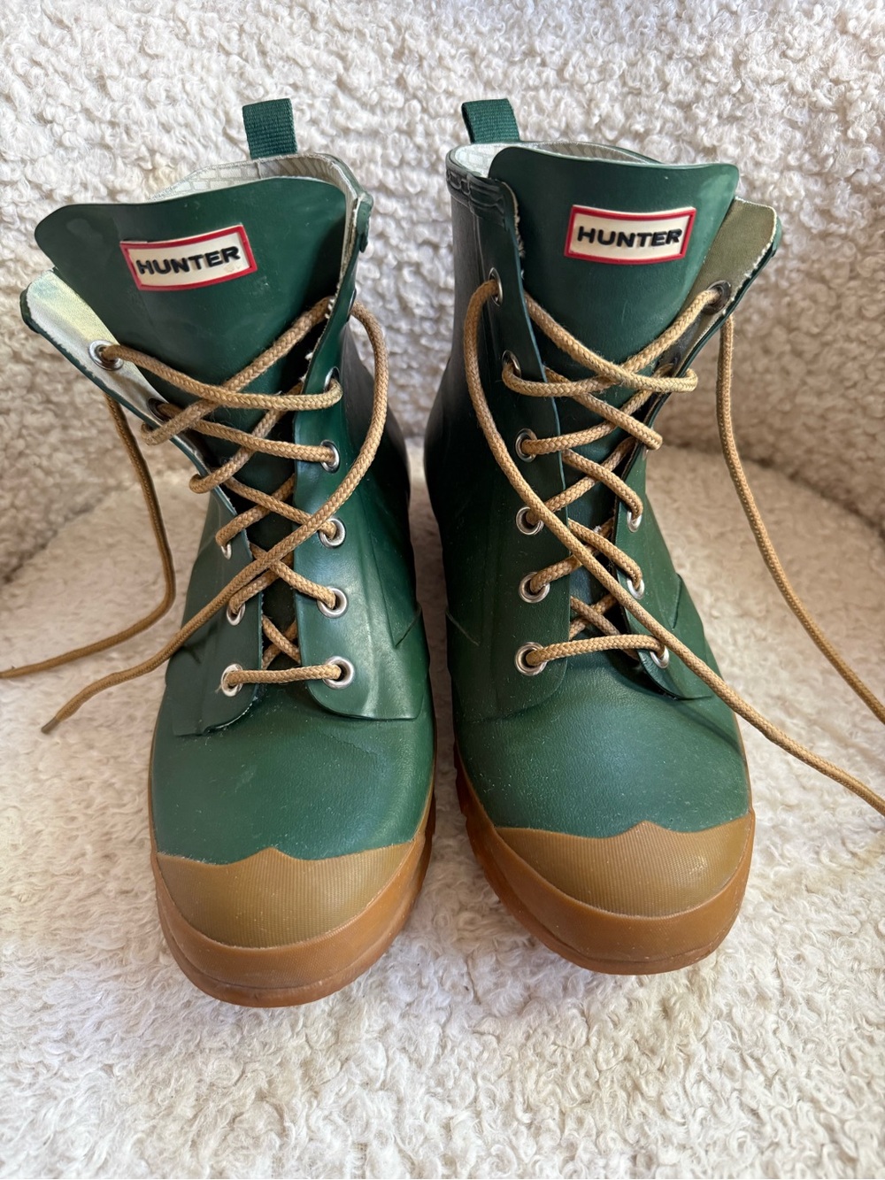 Hunter Green Lace-Up Rain Boots